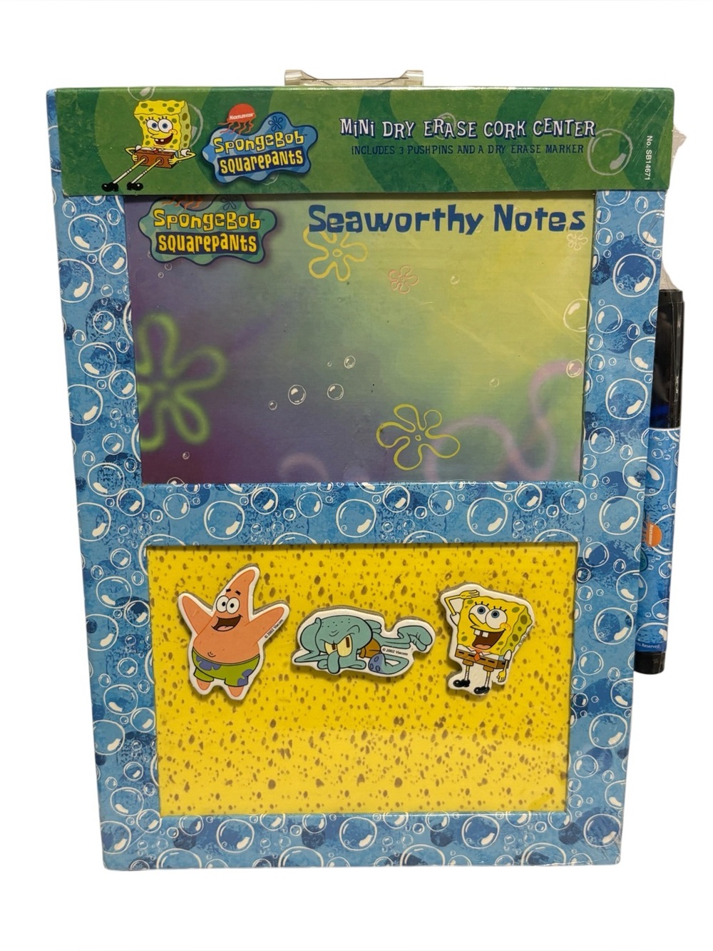 Vintage 2002 SpongeBob Squarepants Mini Dry Erase Cork Center Board NEW Sealed